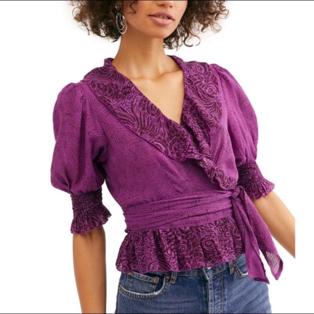 Free People Olivia Printed Wrap Top